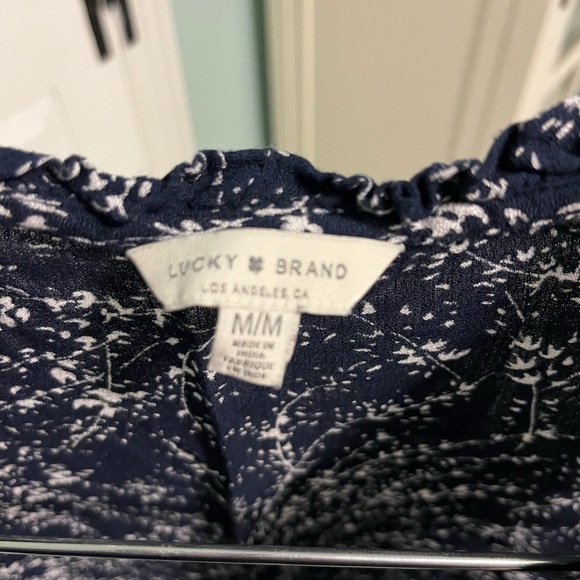 Lucky Brand Ladies Sleeveless Floral Top - Size Medium - Navy Blue - Picture 3 of 3